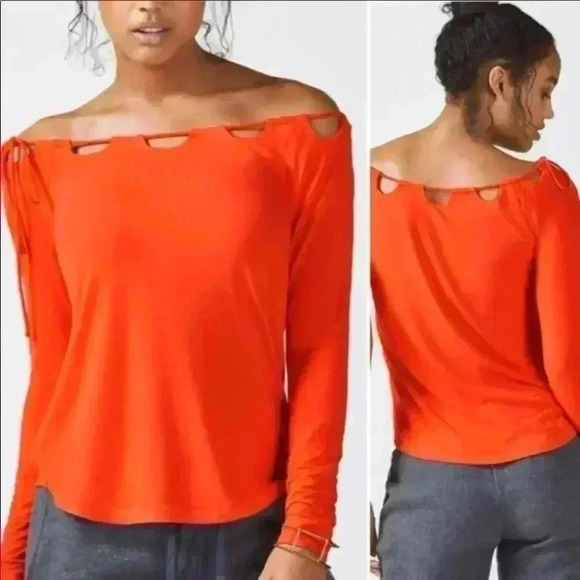 Fabletics Carla Red/Orange Long Sleeve‎ Top Size XS - Picture 1 of 8